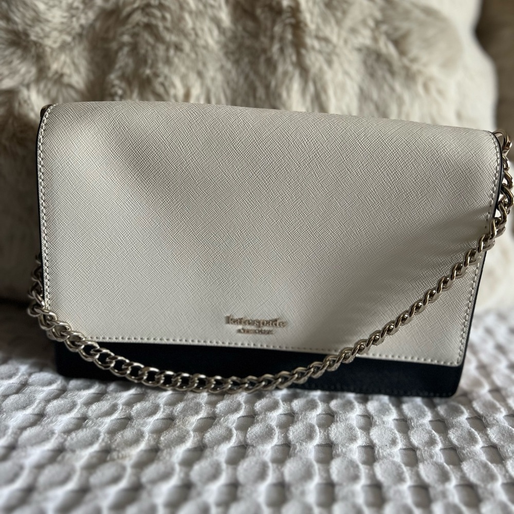 Kate Spade Cream and Black Chain Crossbody Bag